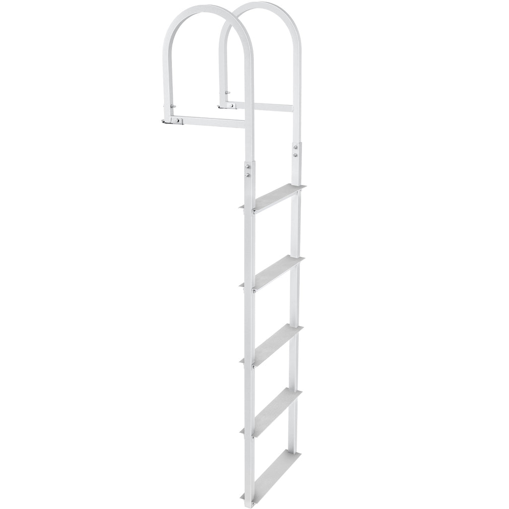 Dock Ladder, Removable 5 Steps, 500 lbs Load Capacity, Aluminum Alloy Pontoon Boat Ladder with 3.1'' Wide Step & Nonslip Rubber Mat, Easy to Install for Ship/Lake/Pool/Marine Boarding