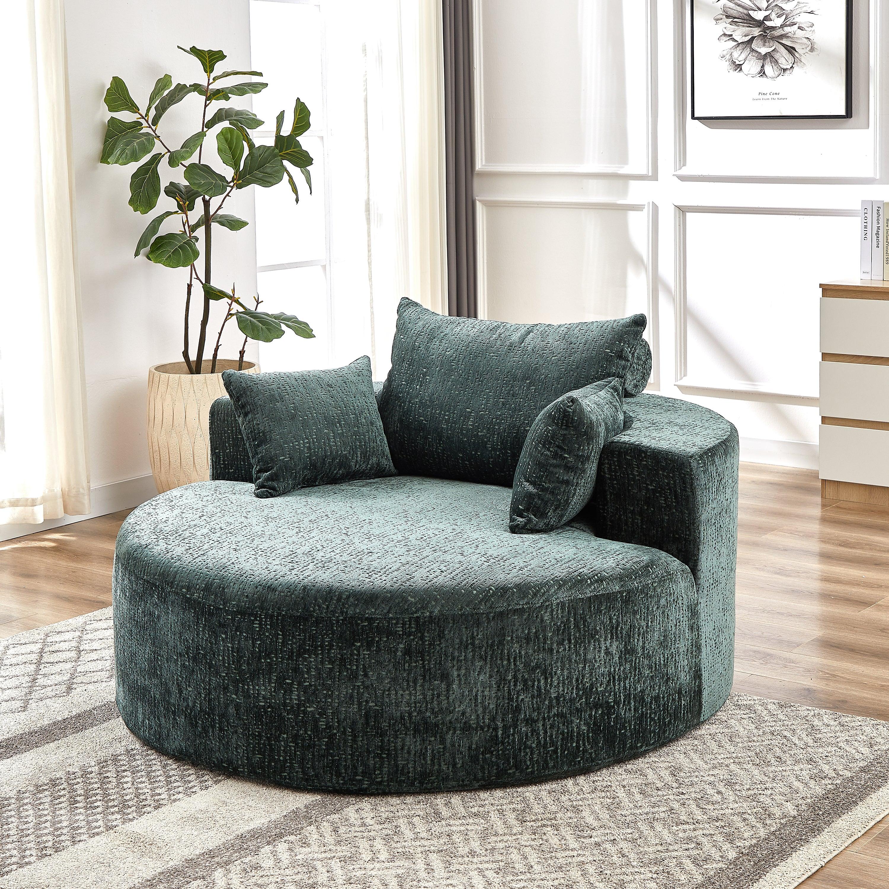 55'L Chenille Sponge single sofa,No Assembly Required,Fluffy Modern Sleeper Chair for Living room, Bedroom, Lounge and Projection Room(Not a swivel chair.) - Eloy Royal
