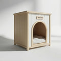 Modern Indoor Wooden Dog House with Removable Cushion – Furniture-Grade Cedar Pet House in Cream White and Light Yellow for Small Dogs & Cats