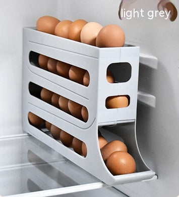 Refrigerator 4-Layer Automatic Egg Roller Sliding Egg Tray Refrigerator Side Door Large Capacity Holder Egg Storage Box Kitchen Gadgets - Eloy Royal