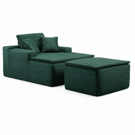 47'Extra-Large Corduroy Recliner Sofa, Upholstered Sofa Bed with Seat Cushion & Ottoman for Living Room
