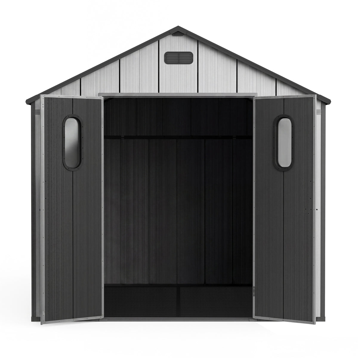 8x10Ft Resin Outdoor Storage Shed with Floor, Plastic Garden Storage Shed, Outside Weatherproof Storage Building for Tools, Bike, Lawn Mower, Patio, Backyard
