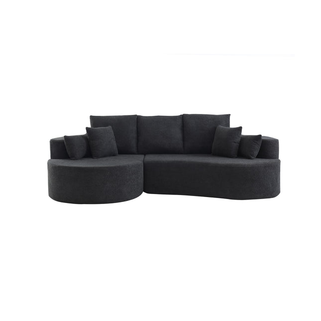 106 in. 2 - Piece Fabric Cloud Curved Sectional Boucle Sofa,CHAISE LOUNGE - LEFT, BLACK,B CARTON