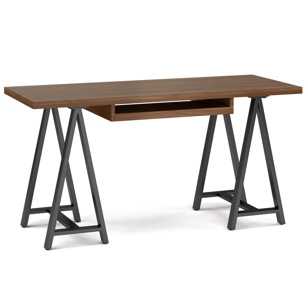 Spokane Solid Walnut Veneer and Metal Desk in Walnut