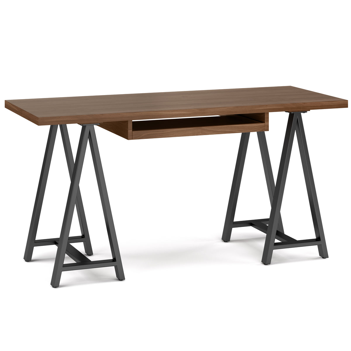 Spokane Solid Walnut Veneer and Metal Desk in Walnut