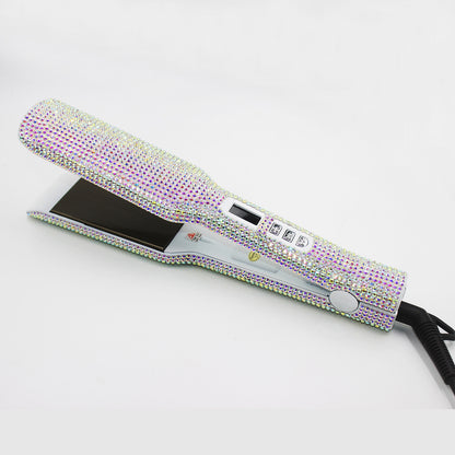 Wide Plate Inlaid Rhinestone Quartz Hair Straightener High Temperature Titanium