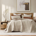 3-Piece King/Cal King Linen Garment Washed Quilt Set,Linen