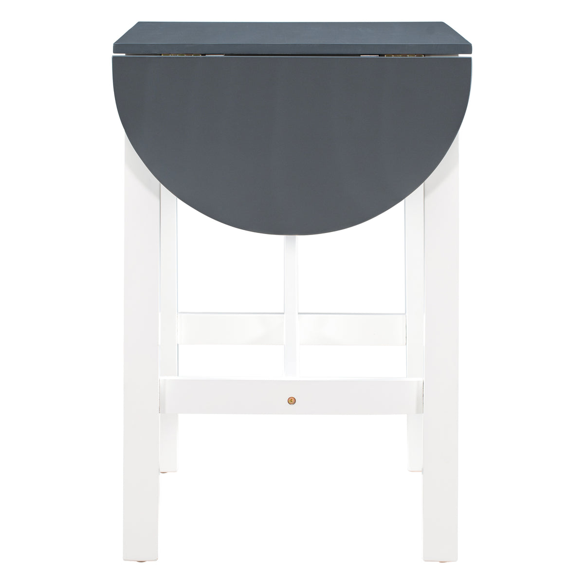 TOPMAX 3-Piece Wood Counter Height Drop Leaf Dining Table Set with 2 Upholstered Dining Chairs for Small Place White+Gray
