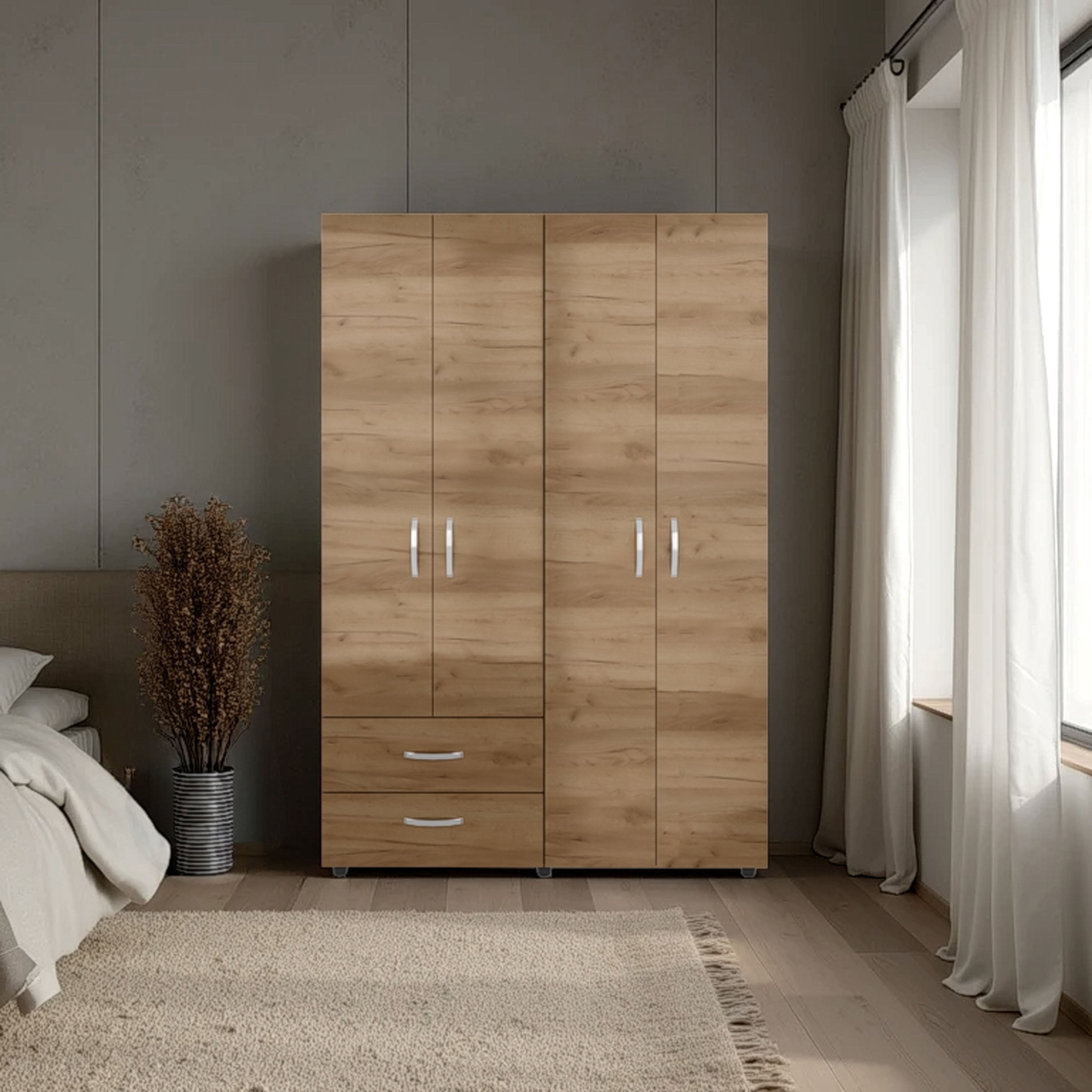 Fifty Modern 2-Door Wardrobe with Shelves and Drawers