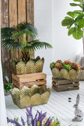 Set of 3 Metal Planter Distressed, L:22x16.7x8.3' M:21x16.5x7.3' S:18x13.5x7'