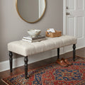 Leviton Fabric Tufted Turned Leg  Dining Bench, Tan