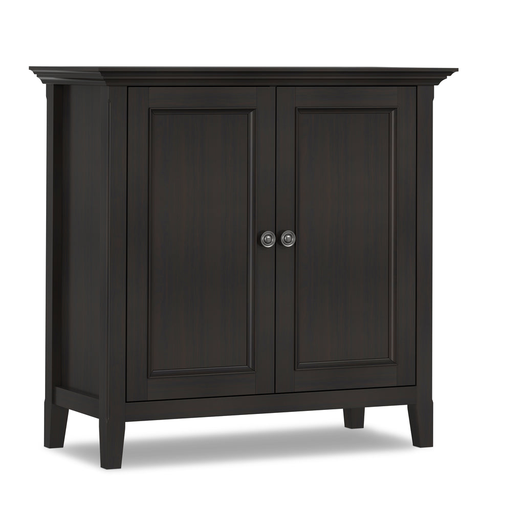 Amherst 2 Door Storage Cabinet in Hickory Brown Finish with Solid Wood Craftsmanship and Adjustable Shelving