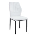 Set of 6 Black and White Dining Chairs, 37 inches High with Ergonomic PU Backrest in White+Black Finish, Made of Breathable PU Leather and Metal