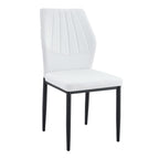 Set of 6 Black and White Dining Chairs, 37 inches High with Ergonomic PU Backrest in White+Black Finish, Made of Breathable PU Leather and Metal