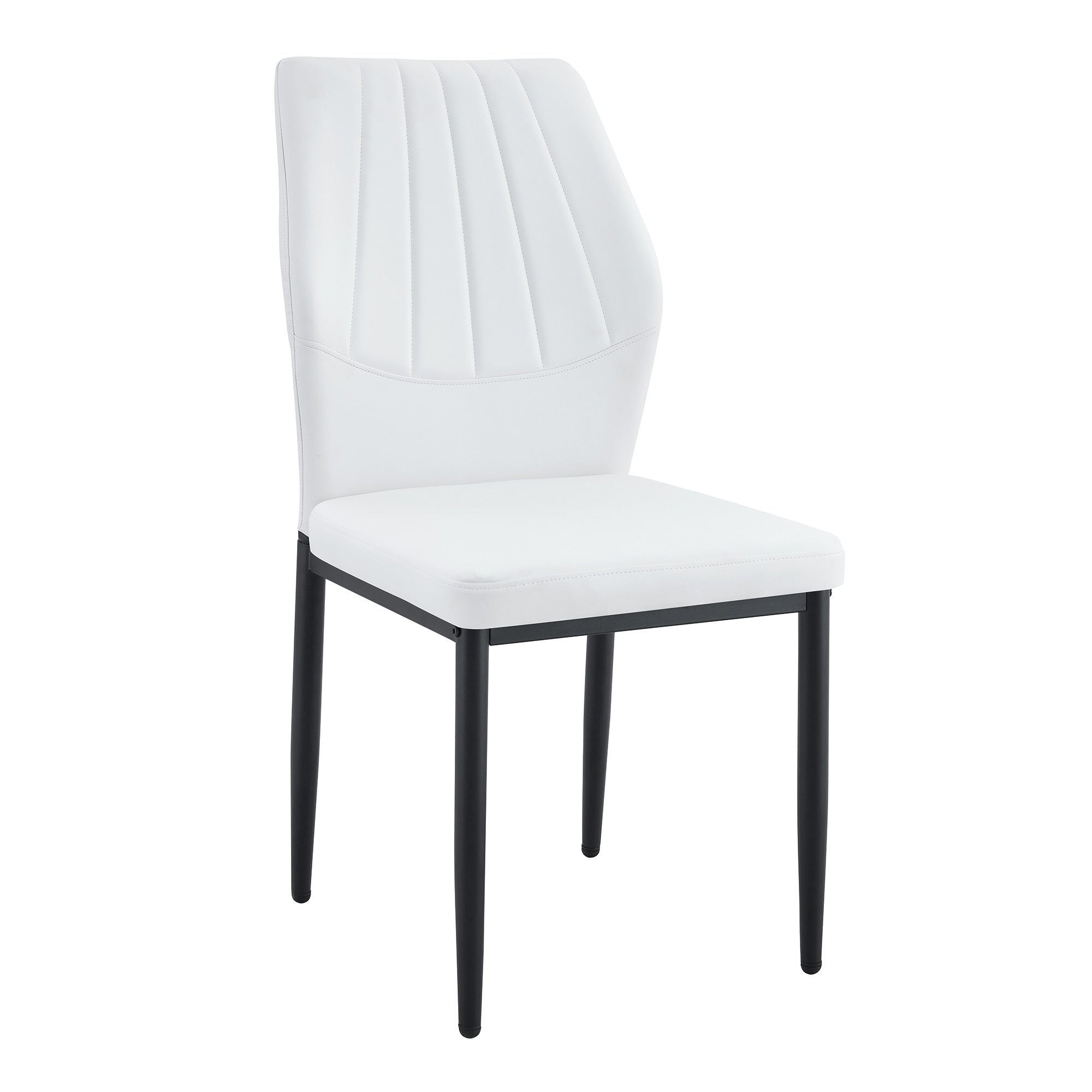 Set of 6 Black and White Dining Chairs, 37 inches High with Ergonomic PU Backrest in White+Black Finish, Made of Breathable PU Leather and Metal