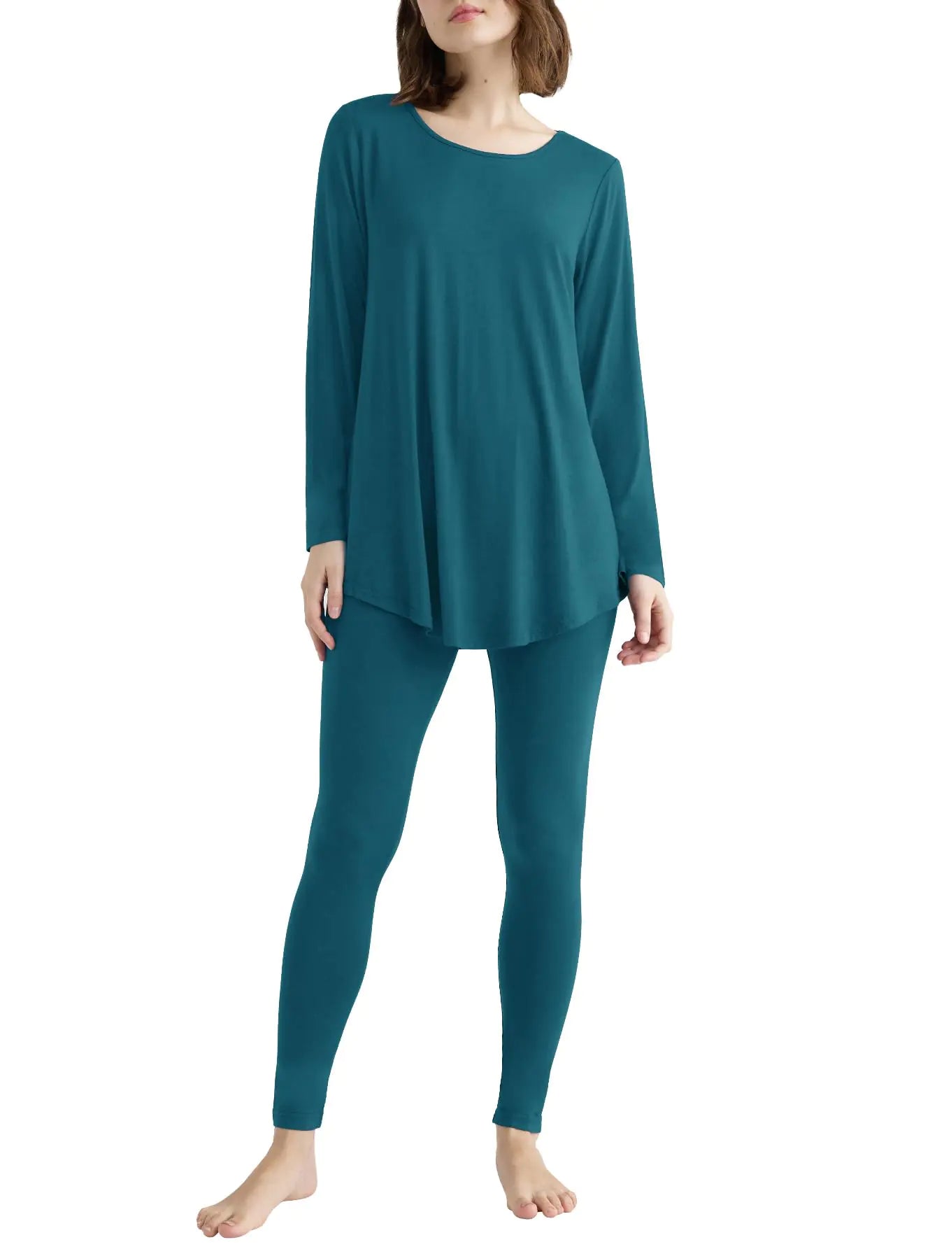 Latuza Womens Viscose Tunic Pajamas Leggings Lounge Set 3X Teal