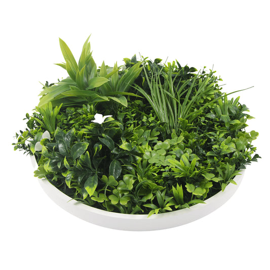 Artificial Green Wall Disc 30" White Frame UV Resistant