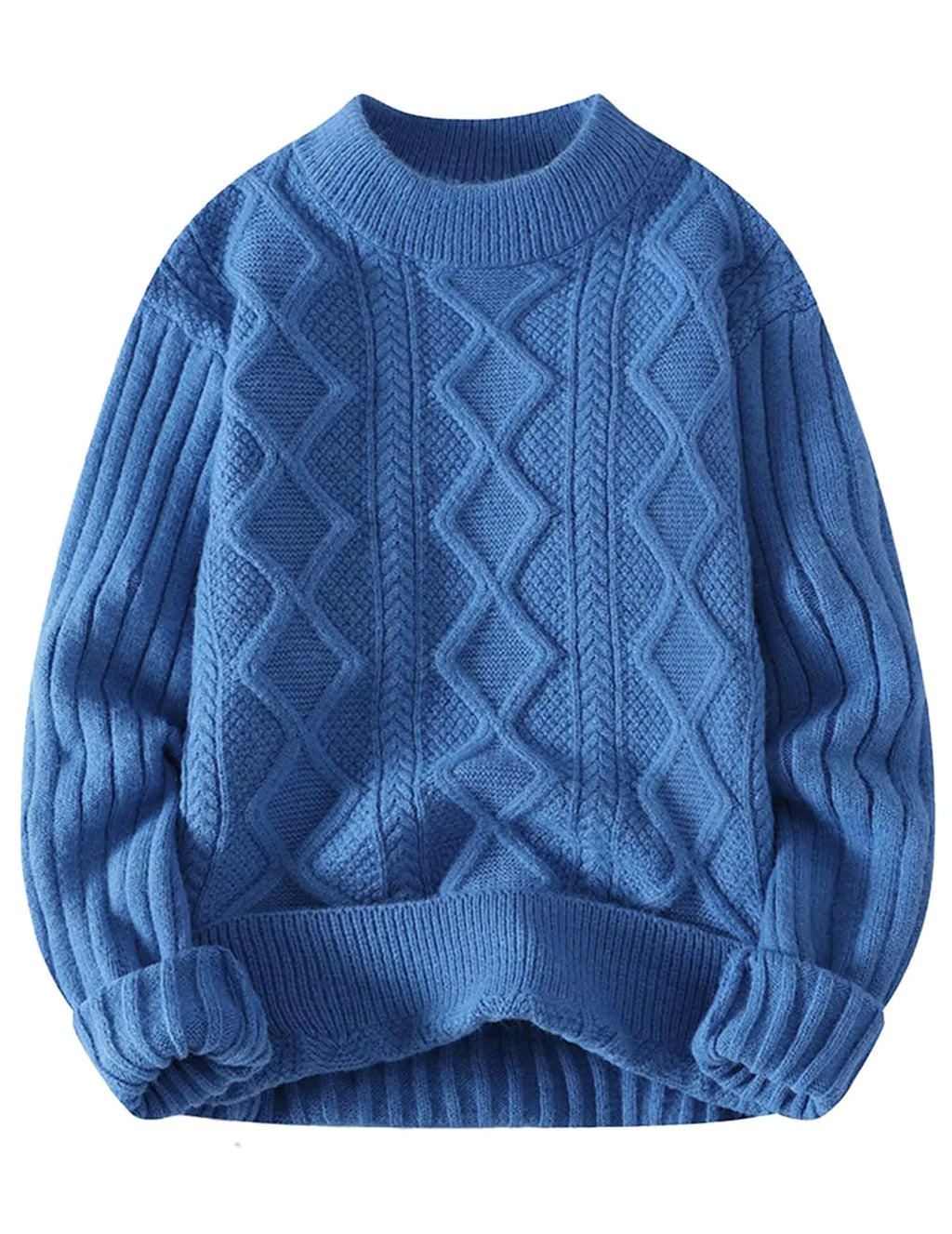 Aelfric Eden Womens Cable Knit Sweater Oversized Chunky Rory Gilmore Crewneck Solid Long Sleeve Pullover Knitted Sweater Blue Blue Small
