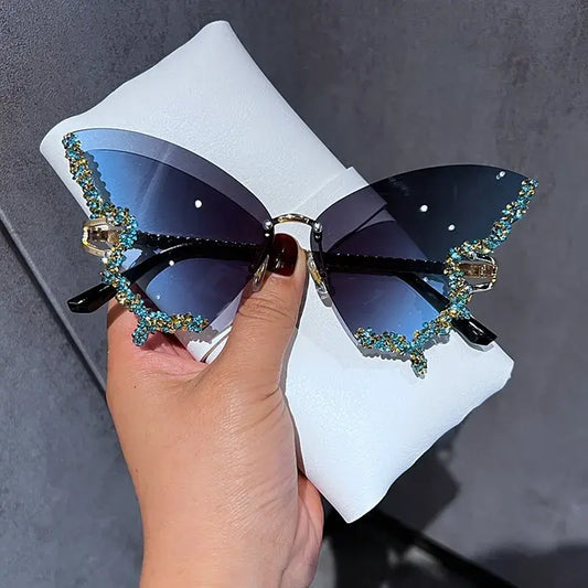 Rimless Diamond Butterfly Sunglasses - Eloy Royal