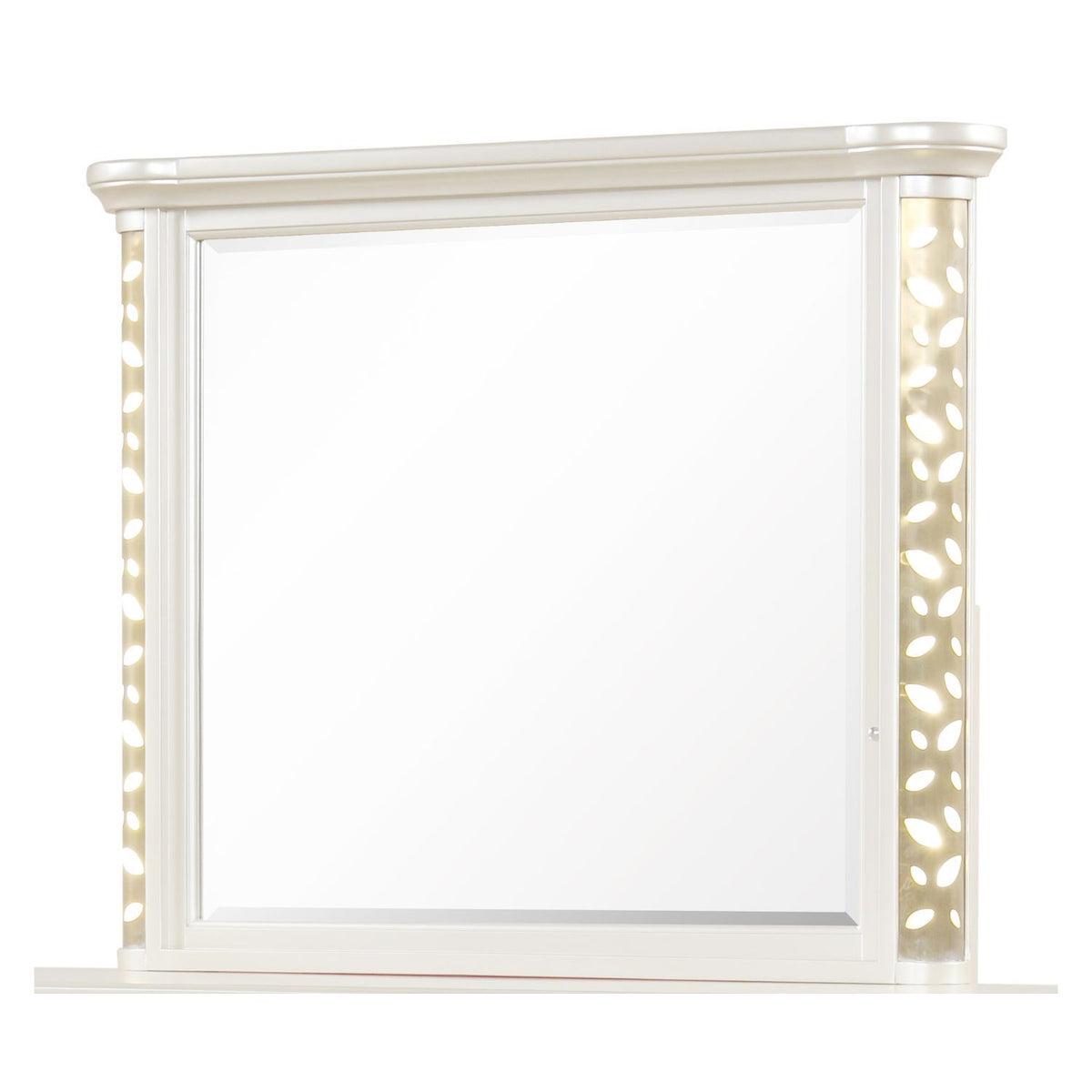 Cinderella Traditional Bedroom Mirror with LED Frame Lighting and Decorative Edge Details (Dresser Not Included)