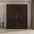Valier Wardrobe, Deluxe Armoire with Multiple Storage Options and Metal Accents, Dark Walnut