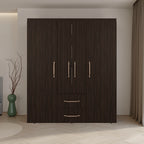 Valier Wardrobe, Deluxe Armoire with Multiple Storage Options and Metal Accents, Dark Walnut