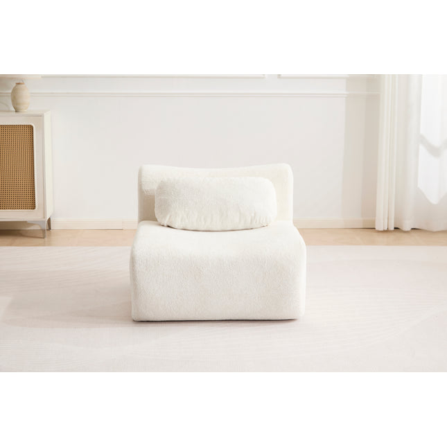 Compression Wave Sofa, Convertible Floor Sofa Bed, DIY Boneless Modular Sectional Sofa, No Assembly Required, Rabbit Velvet Fabric, With 1 Single Sofa, Beige