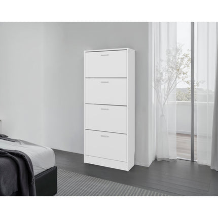 White Vertical Shoe Cabinet with Doors