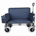 3-in-1 Folding Wagon with Bench Seat – patent protection, 500lbs Capacity, 9'x4' Beach Tires for Camping & Beach, dark blue