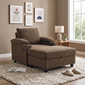 Accent Chair and Storage Ottoman Set, Versatile Single Chaise Lounge Convertible Sleeper Bed W/Reclining Backrest,Cupholders,USB-C Ports