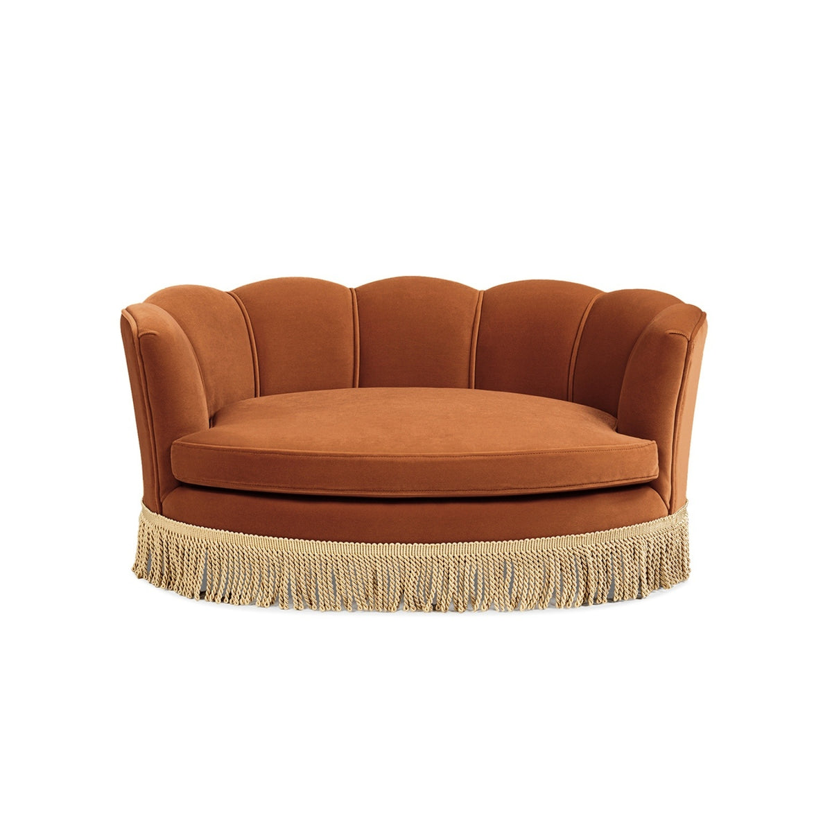 Clara 34.5' Scalloped Pet Sofa Bed, Medium, Burnt Orange Performance Velvet