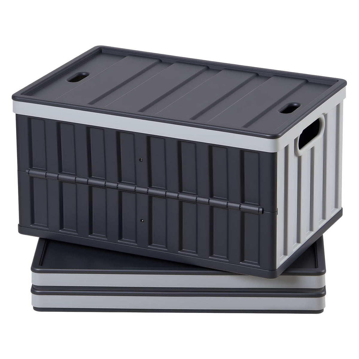 Plastic Collapsible Storage Bins with Lids, 65L 3 Packs, Stackable Folding Storage Crates with Handles, Holds 84 lbs Per Bin, Heavy Duty Containers, Space-Saving Baskets, for Home Organizing