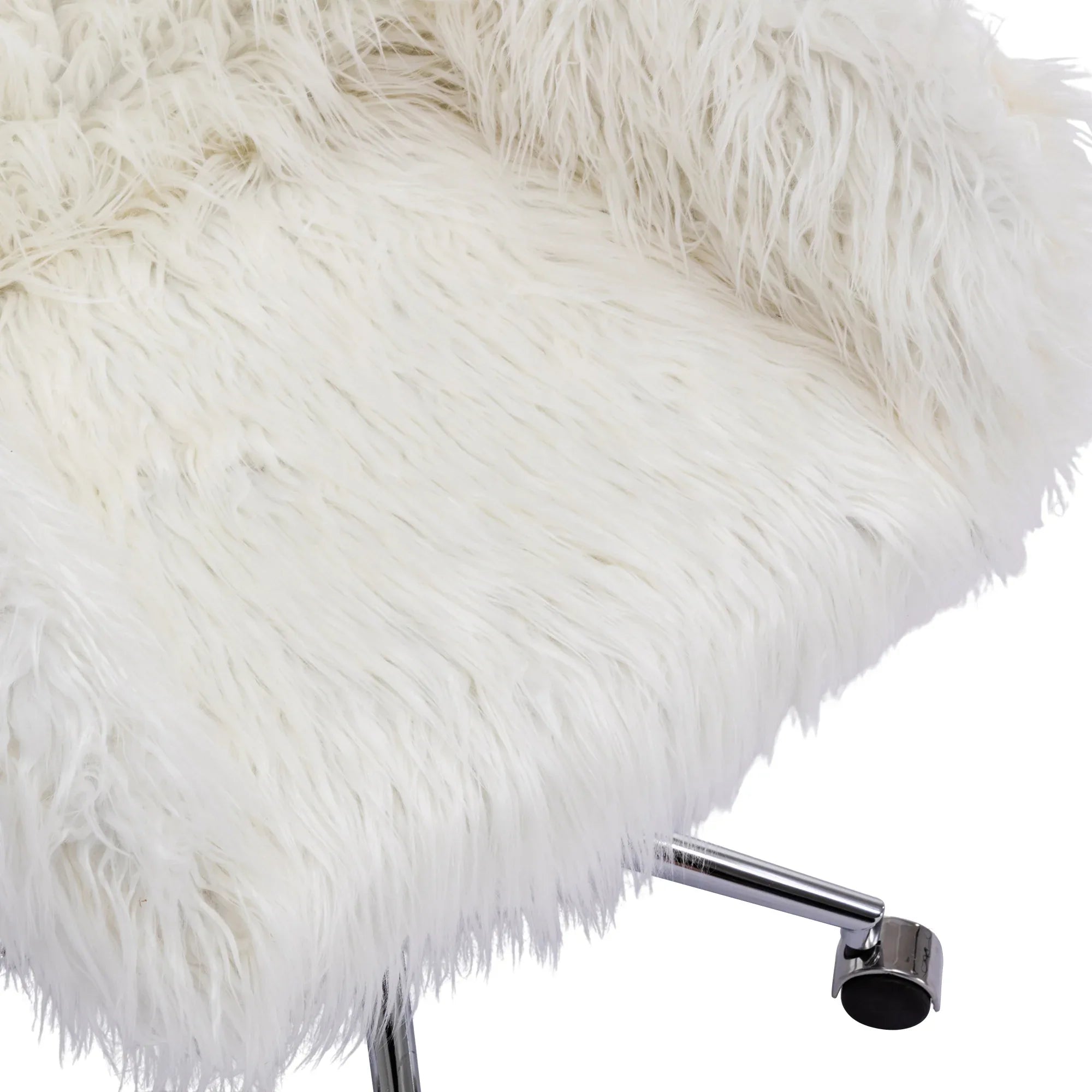 HengMing Modern Faux fur home office chair, fluffy chair for girls, makeup vanity Chair - Eloy Royal