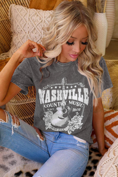 Red Nashville Rock Band T Shirt Vintage Washed Tee - Eloy Royal