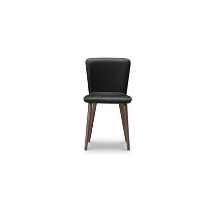 Dining Chair Solid And Veneered Walnut Lacquer Seat Black Leather Maldonado 6747- Set of Two