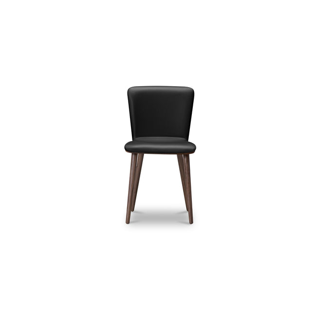 Dining Chair Solid And Veneered Walnut Lacquer Seat Black Leather Maldonado 6747- Set of Two