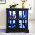 LED Curio Display Cabinet, Antique Display Cabinet with Adjustable Shelves, Retro Design Quality Showcase with Lattice Doors Elegant Bookcase and Storage Cabinet for Home Decor and Organization BLK