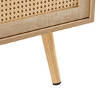 41.34' Rattan Coffee Table, Sliding Door for Storage, Solid Wood Legs, Modern Table for Living Room-Natural - Eloy Royal