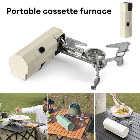 Camping Gas Stove Portable Folding Cassette Stove Outdoor Hiking BBQ Travel Cooking Grill Cooker Gas Burner Food Heating Tool Kitchen Gadgets - Eloy Royal