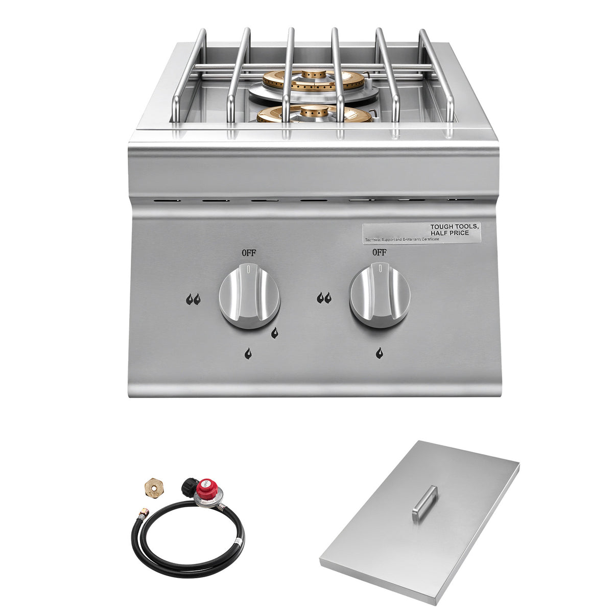 Double Grilling Side Burners for Outdoor 2x15,000BTU Propane & Natural Gas