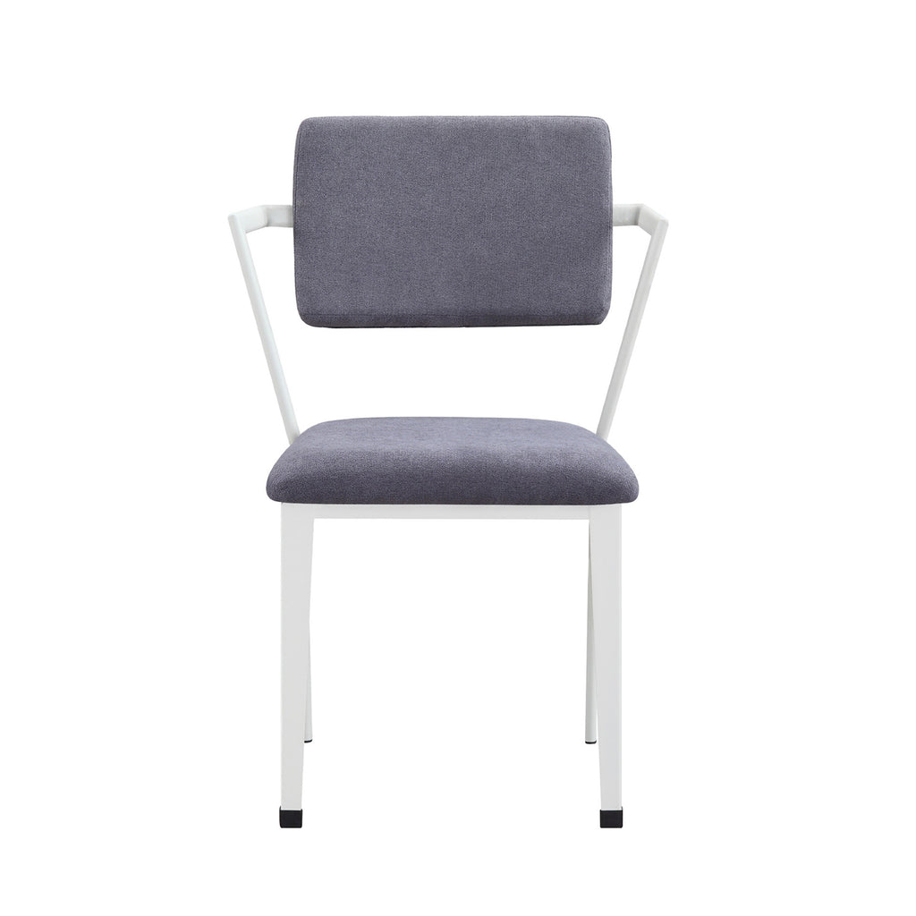 Metal Frame Office Chair with Padded Cushion, Gray and White
