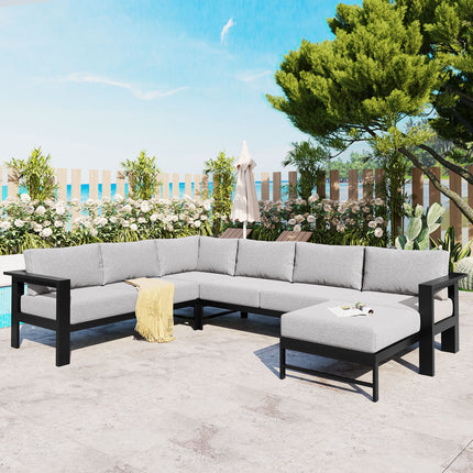 U_Style U-Shaped Outdoor Sectional Sofa Set with 5.9 in in Ultra-Thick Cushions