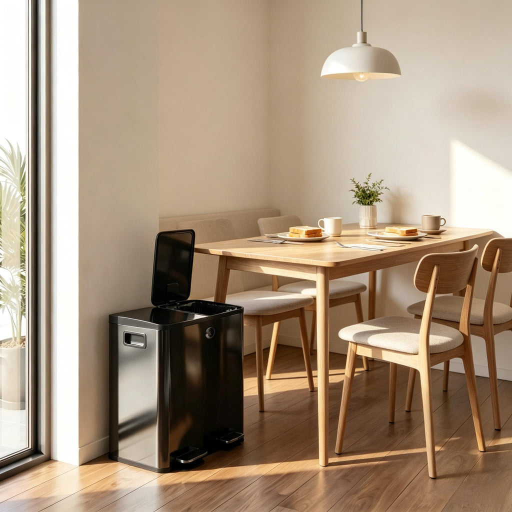 Hygienic Foot-Operated Garbage Can,Dual Compartment Step Trash Can with Separate Lids,Waste Separator