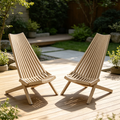 2‑Pack Folding Acacia Wood Outdoor Lounge Chairs, Portable Solid Wood Patio Relax Chairs for Garden, Backyard, Camping & Balcony