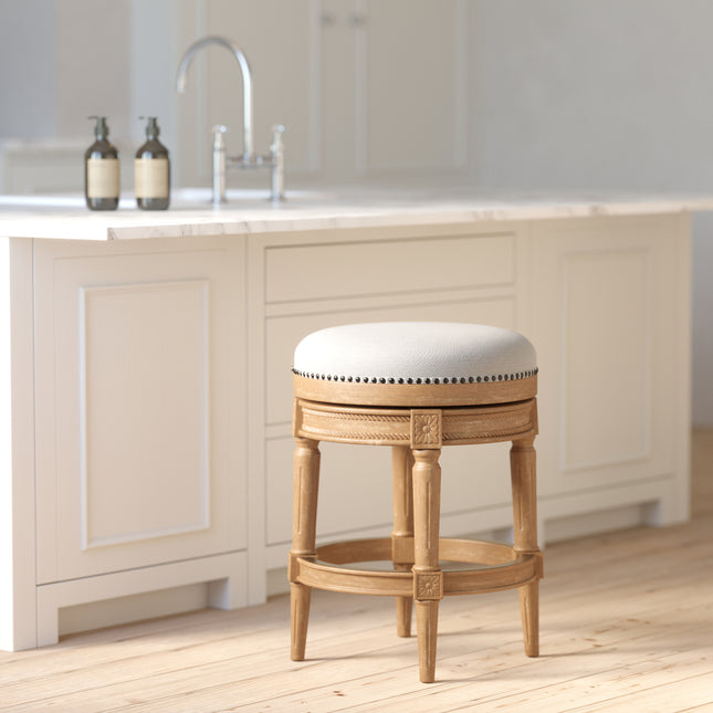 26'H Counter-Height Backless Swivel Bar Stool, Weathered Natural, 1PC