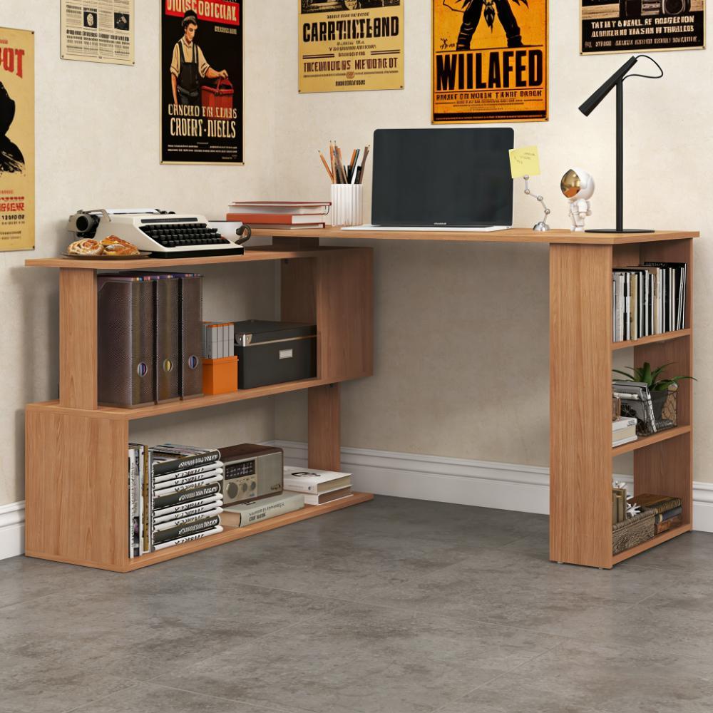 L Shaped Corner Computer Desk,360° Rotating Home Office Desk