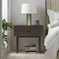 Marquis 1 Drawer Oak Wood Nightstand with Black Metal Legs
