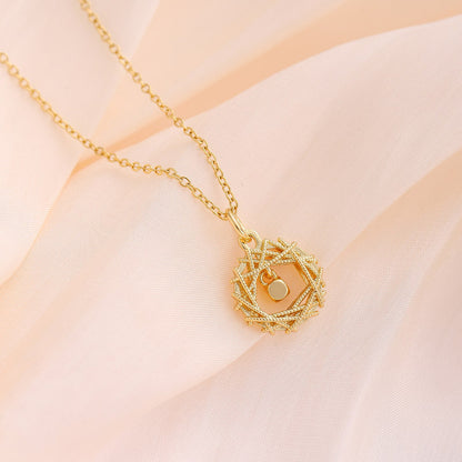 Gold Circle Net Design Necklace For Women