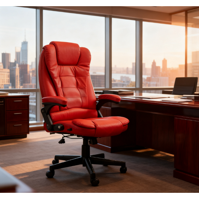 Heated Reclining Computer Chair with 6 Vibration Points,Massage Office Chair,Armrest and Remote