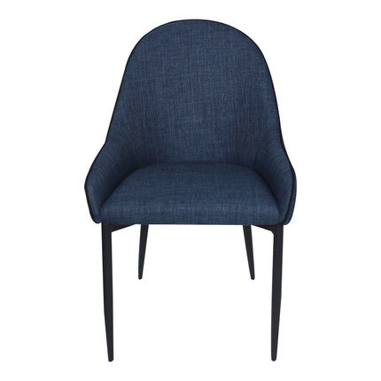 Dining Chair, Modern Polyester Upholstery with Metal Legs, Blue - Set of 2